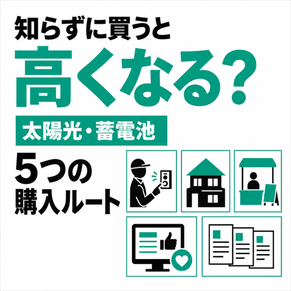 太陽光・蓄電池の購入ルートを比較、オトクに購入できるのは？サムネイル